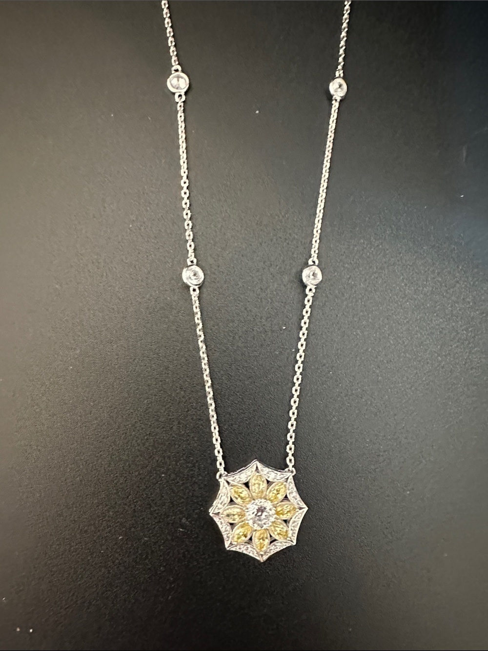 Yellow Sapphire Flower Pendant Necklace - Women Jewelry